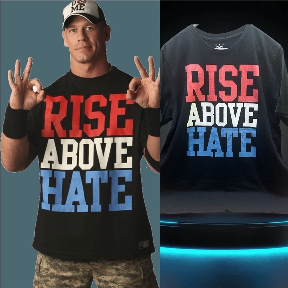 WWE John Cena Men's Black 'Rise Above Hate' T-Shirt Size XL